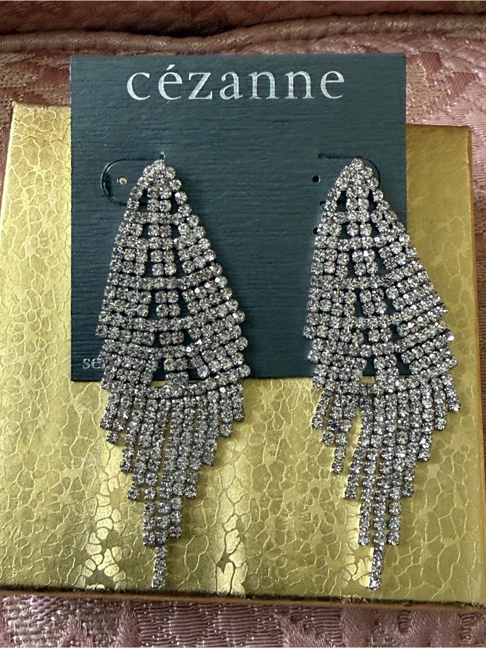 Silver Crystal Fringe Drop Earrings
